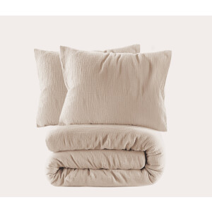 NOUS Living mousseline dekbedovertrek lits-jumeaux beige (240x220 cm)