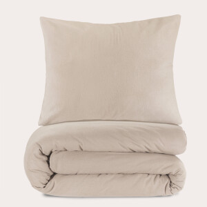 NOUS Living flanellen dekbedovertrek 1-persoons beige (140x220 cm)