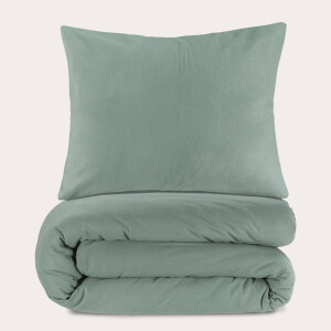 NOUS Living flanellen dekbedovertrek 1-persoons groen (140x220 cm)