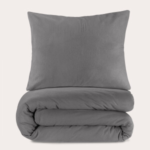NOUS Living flanellen dekbedovertrek 1-persoons grijs (140x220 cm)