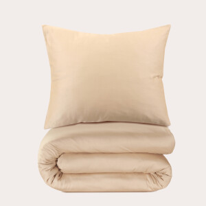 NOUS Living katoen satijnen dekbedovertrek 1-persoons zand (140x220 cm)