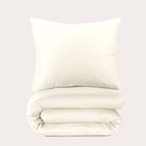 NOUS Living katoen satijnen dekbedovertrek 1-persoons ecru (140x220 cm)