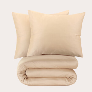NOUS Living katoen satijnen dekbedovertrek lits-jumeaux zand (240x220 cm)