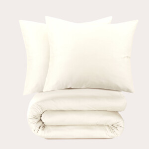 NOUS Living katoen satijnen dekbedovertrek lits-jumeaux ecru (240x220 cm)