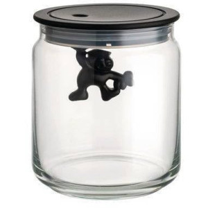 Alessi Voorraadpot Gianni A Little Man Holding On Tight - AMDR04 B - Zwart - 700 ml - door Mattia Di Rosa