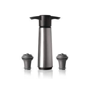 Vacu Vin Wijnpomp met 2 wijnstoppers - Wine Saver RVS - Box - Zilver