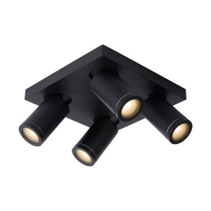 Lucide TAYLOR - Plafondspot Badkamer - LED Dim to warm - GU10 - 4x5W 2200K/3000K - IP44 - Zwart