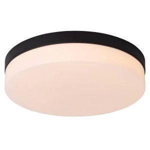 Lucide BISKIT - Plafonnière Badkamer - Ø 34,5 cm - LED - 1x24W 2700K - IP44 - Beweging & dag/nacht sensor - Zwart