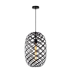 Lucide WOLFRAM - Hanglamp - Ø 32 cm - 1xE27 - Zwart