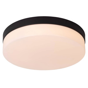 Lucide BISKIT - Plafonnière Badkamer - Ø 28 cm - LED - 1x18W 2700K - IP44 - Beweging & dag/nacht sensor - Zwart