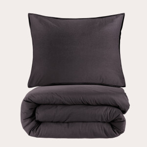 NOUS Living stonewashed dekbedovertrek 1-persoons antraciet (140x200/220 cm)