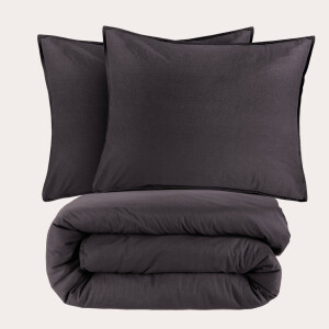 NOUS Living stonewashed dekbedovertrek lits-jumeaux antraciet (240x200/220 cm)