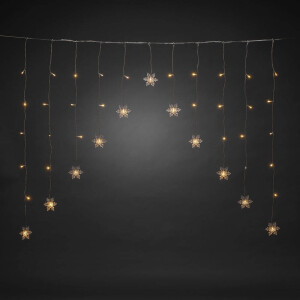 Konstsmide LED lichtgordijn sneeuwvlok transparant/warmwit - 140x120 cm - 41 L - buiten - met stekker