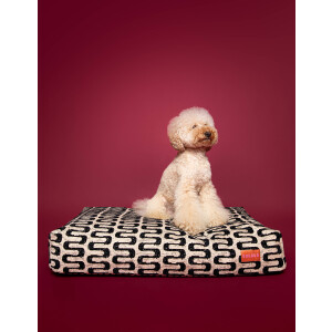 Dogguo hondenkussen RETRO-WAVE-BED-BEIGE/BLACK-M