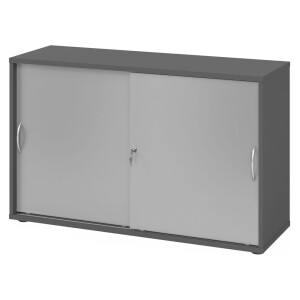 BETA 1752S | Schuifdeurkast | 2 OH - Grafiet/Zilver Metalen handgreep