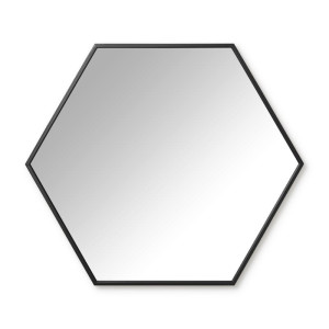 Spiegel hexagon - zwart - 73x63 cm