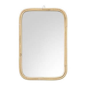 Spiegel met rotan lijst - bruin - 45x30 cm