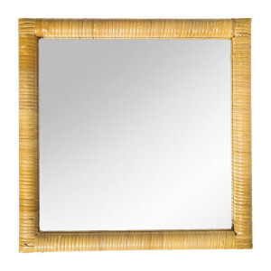 Spiegel rotan vierkant - bruin - 40.5x40.5 cm