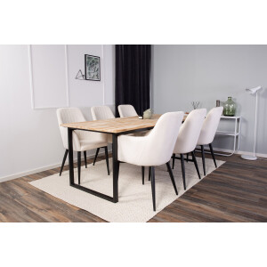 Nohr Eettafel 'Michaele' Teakhout, 200 x 90cm, kleur Naturel/Zwart