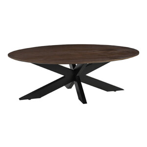 LABEL51 Ovale Salontafel 'James' Mangohout, 130 x 70cm, kleur Espresso
