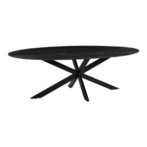 LABEL51 Ovale Eettafel 'James' Mangohout, 240 x 110cm, kleur Zwart
