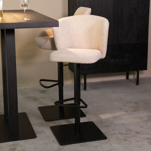 LABEL51 Draaibare Barkruk 'Wave' Bouclé, kleur Naturel (zithoogte 56-82cm)