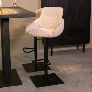 LABEL51 Barkruk 'Beauty' Bouclé, kleur Naturel (zithoogte 56-82cm)