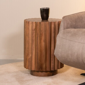 LABEL51 Ronde Bijzettafel 'Novan' Naturel Mangohout, 35cm