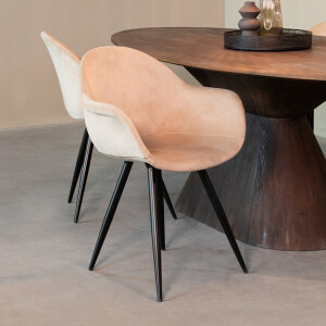 LABEL51 Eetkamerstoel 'Forli' Velvet, kleur Zand