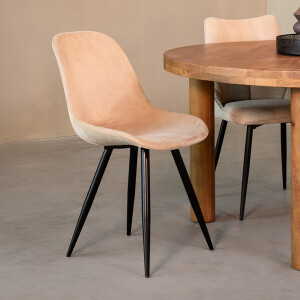 LABEL51 Eetkamerstoel 'Capri' Velvet, kleur Zand