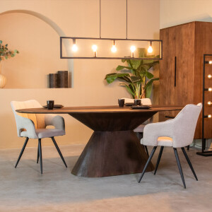 LABEL51 Ovale Eettafel 'Jagger' Espresso Mangohout, 240 x 110cm