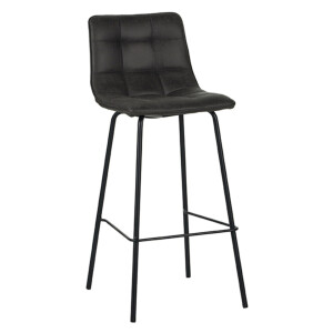 LABEL51 Barkruk 'Bistro' Micro Suede, kleur Antraciet (zithoogte 78cm)