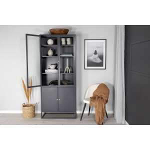 Nohr Vitrinekast 'Shaune' 190 x 80cm, kleur Grijs