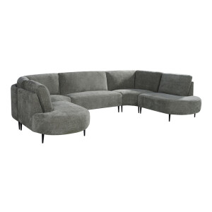 LABEL51 U-bank 'Milano' Elite stof, kleur Stone