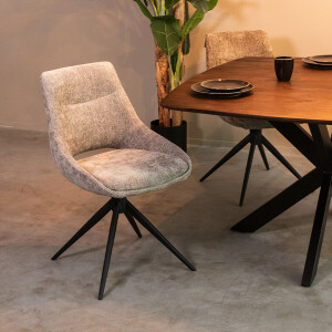 LABEL51 Eetkamerstoel 'Marlow' Elite stof, kleur Stone
