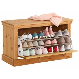 Home affaire Schoenenbank Basilico Breedte 90 cm, zithoogte 52 cm, cassette-look, van massief hout, FSC