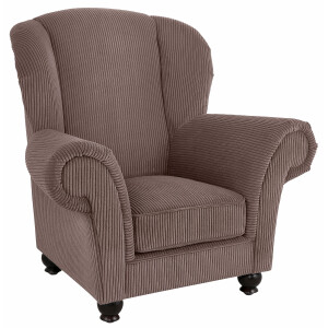 Home affaire Fauteuil King Henry, hoge fauteuil, oorkussen met casual bekleding, binnenvering en losse sierkussens (set)