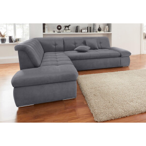 DOMO collection Hoekbank NMoric incl. decoratiekussen B/D/H: 273/216/80 cm L-vorm Ottoman aan uiteinde, optioneel met slaapbank functie en verstelling armleuning