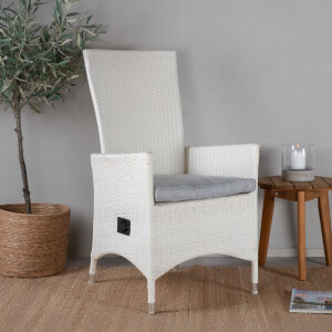 Nohr Verstelbare Tuinstoel 'Davinia' Wicker, kleur Wit