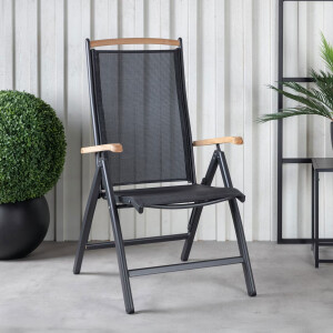 Nohr Verstelbare Tuinstoel 'Taysha' kleur Zwart/Teak