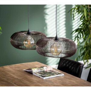 Hanglamp Disk 102 cm breed in zwart nikkel