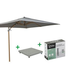 Combideal 4 Seasons Outdoor Zweefparasol Siesta Premium Charcoal - Woodlook 300 x 300 cm