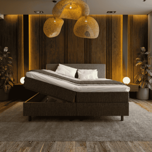 2-Persoons Boxspring Met Opbergruimte Hotel - Antraciet - Antraciet 160x200 Cm - Pocketvering - Inclusief Topper - Dekbed-Discounter.nl