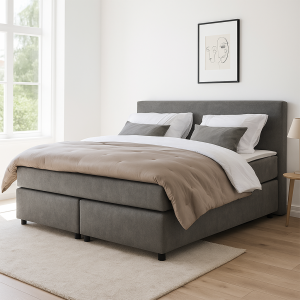 2-Persoons Boxspring - New York - Antraciet 160x200 Cm - Pocketvering - Inclusief Topper - Dekbed-Discounter.nl