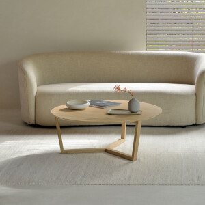 Ethnicraft Ronde Salontafel 'Tripod' Gevernist Eikenhout, 96cm