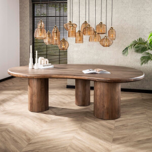 Eettafel Sculpture niervormig 244x165 cm Massief acacia bruin
