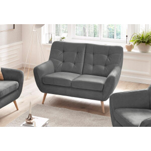 exxpo - sofa fashion 2-zitsbank Scandi, comfortabel, verfijnde rugkussens voor meer zitcomfort actuele kleuren in hoogwaardige bekledingskwaliteiten, houten voet