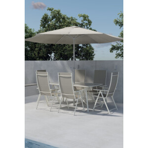Nohr Outdoor Diningset 'Rosemary' Met parasol, kleur Beige