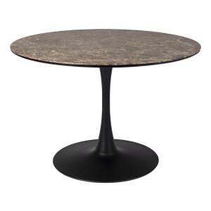 ZILT Ronde Eettafel 'Trisha' Marmerlook, 110cm, kleur Bruin