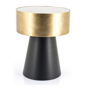 By-Boo Bijzettafel 'Bunga' 40cm zwart/goud met glazen blad